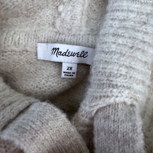 Madewell Gray Knit Hoodie Sweater Women’s 2X Plus Size Pullover Kangaroo Pocket - Picture 2 of 2